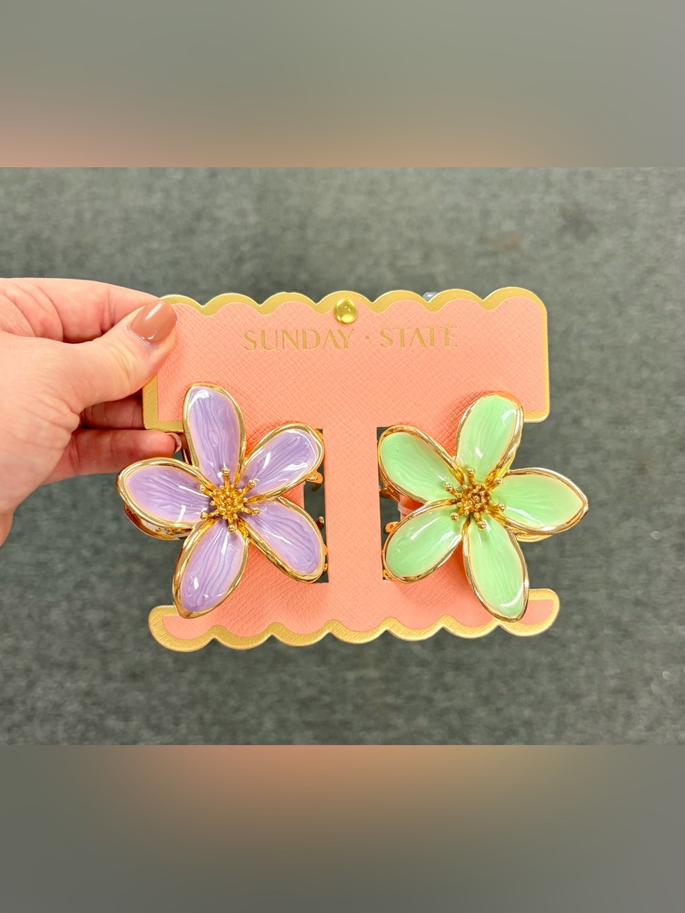 Sunday State Floral Hair Clips- Lavender and Mint (Large)